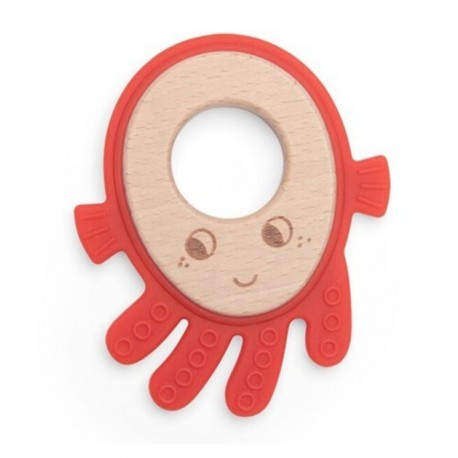 Moulin Roty - Wooden and silicone Octopus teething ring