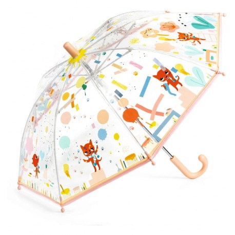 Djeco - Guarda-chuva pequeno transparente do gato chamalow