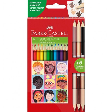 Faber Castell - Estuche 12 +3 lápices triangulares de colores