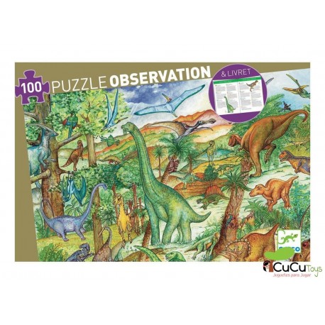 Djeco - Dinosaurios, puzzle + libro educativo