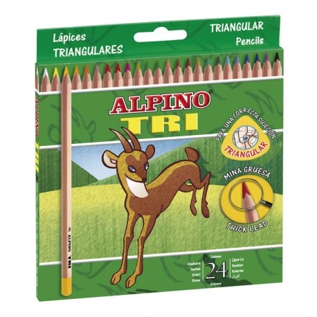Alpino - Estuche Alpino TRI, 24 lápices triangulares de colores