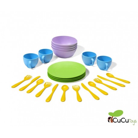 Greentoys - Set de platos, vasos y cubiertos ecológicos
