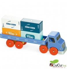 Vilac - Vilacity camión portacontenedores magnético, juguete de madera