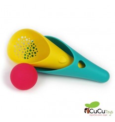 Quut - Cuppi - Pala, colador y pelota Banana Blue, juguete de playa