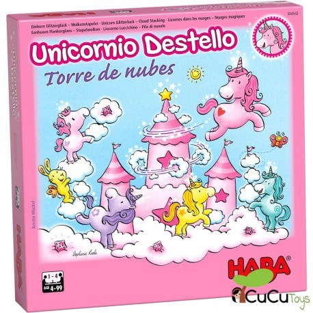 HABA - Unicornio Destello – El tesoro de las nubes, juego de mesa