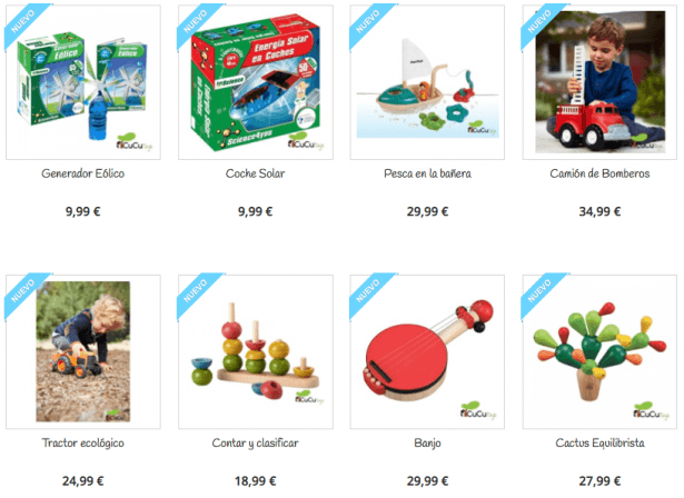 Colección de nuevos juguetes educativos con opciones ecológicas y didácticas para niños y niñas