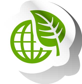 Icono verde de una hoja y globo terráqueo representando alternativas sostenibles para envolver regalos