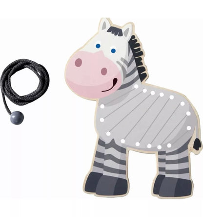 Juego para ensartar, diseño cebra