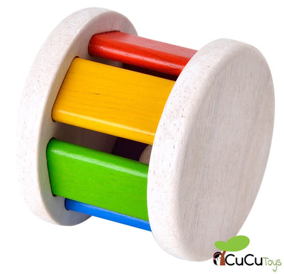 Chocalho de madeira, design de rolo