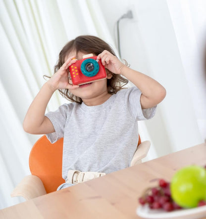 Cámara de fotos, juguete de madera