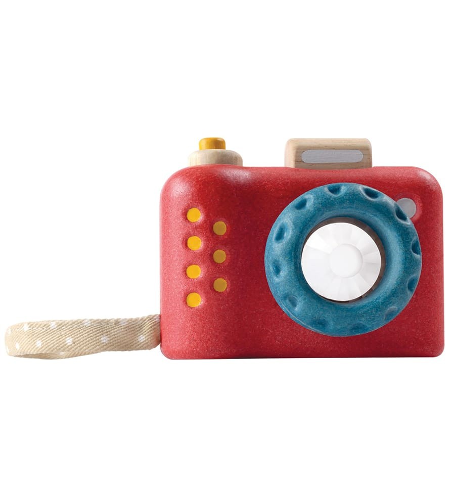 Cámara de fotos, juguete de madera