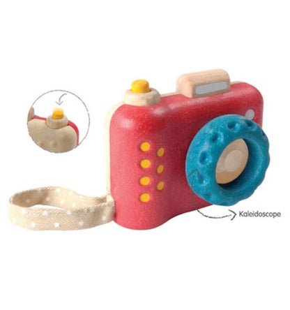 Cámara de fotos, juguete de madera