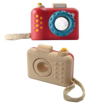 Cámara de fotos, juguete de madera
