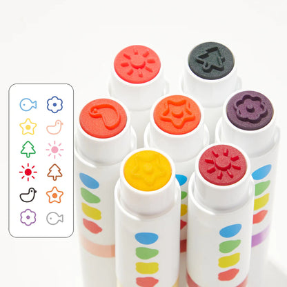 Washable stamp markers with round tip (6 colors)
