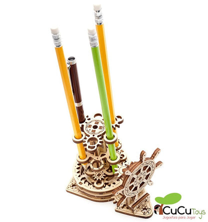 Porta-lápis de leme, kit de madeira 3D