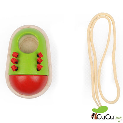 Amarre seu sapato, brinquedo de madeira