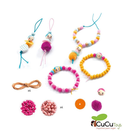 Contas e estatuetas, jogo de enfiar