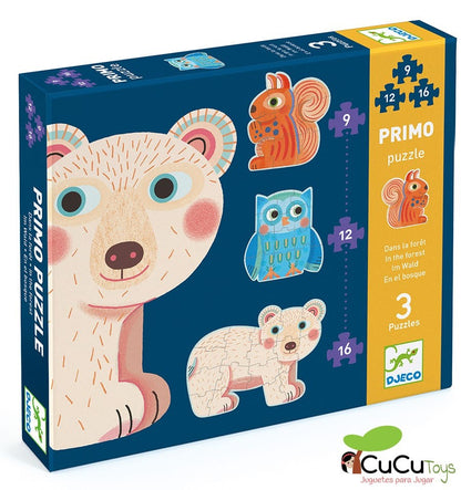 En el bosque, puzzle evolutivo 9-12-16 piezas