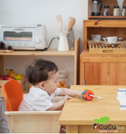 Rattle keychain, wooden toy