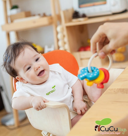 Rattle keychain, wooden toy