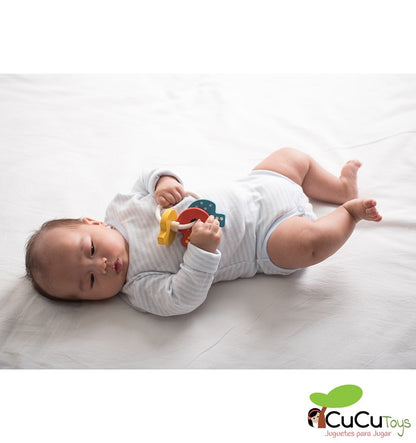 Rattle keychain, wooden toy