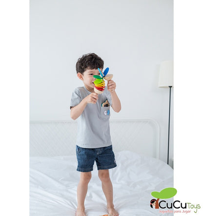 Chocalho de madeira, brinquedo musical