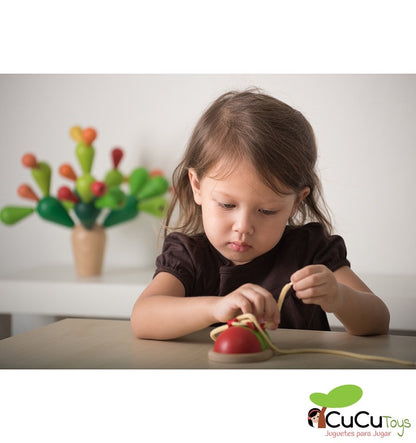 Amarre seu sapato, brinquedo de madeira