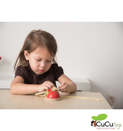 Amarre seu sapato, brinquedo de madeira