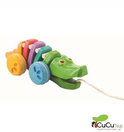 Pull Along Rainbow Crocodile, Wooden Toy