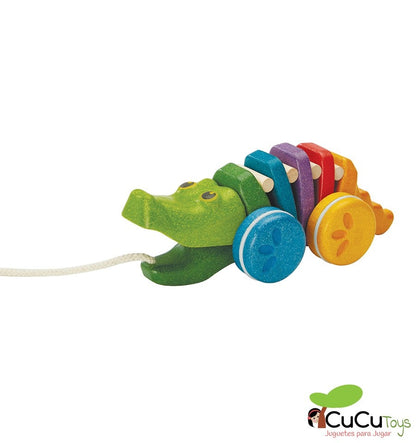 Pull Along Rainbow Crocodile, Wooden Toy