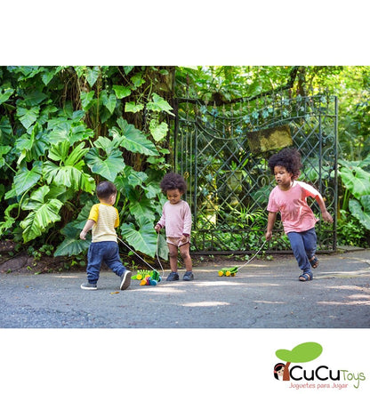 Pull Along Rainbow Crocodile, Wooden Toy