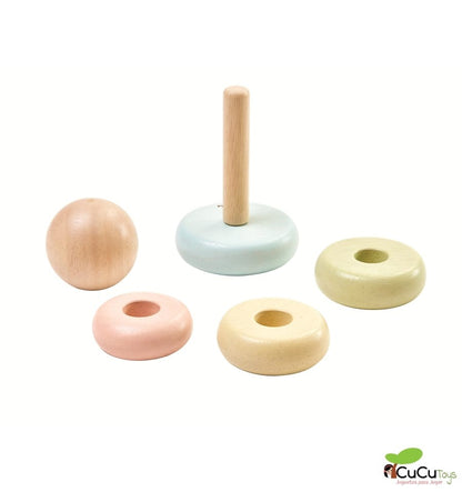 Stacking rings, wooden toy