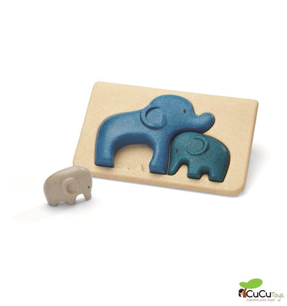 Puzzle encajable de elefantes, juguete ecológico