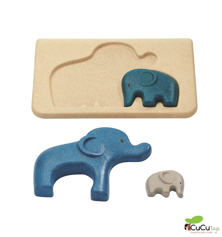 Puzzle encajable de elefantes, juguete ecológico