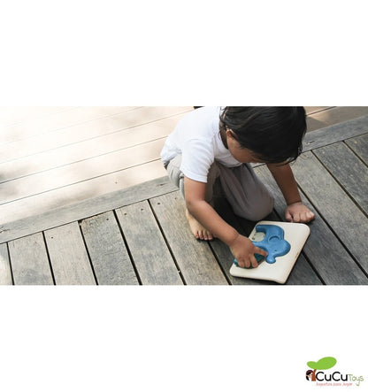 Puzzle encajable de elefantes, juguete ecológico