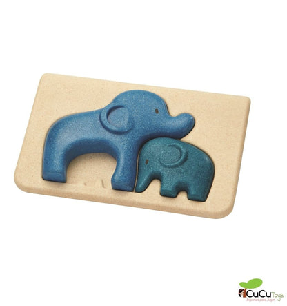 Puzzle encajable de elefantes, juguete ecológico