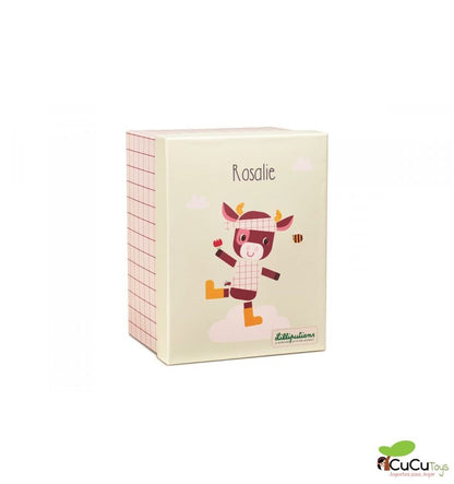 Rosalia la vaquita, muñeca de peluche ecológica