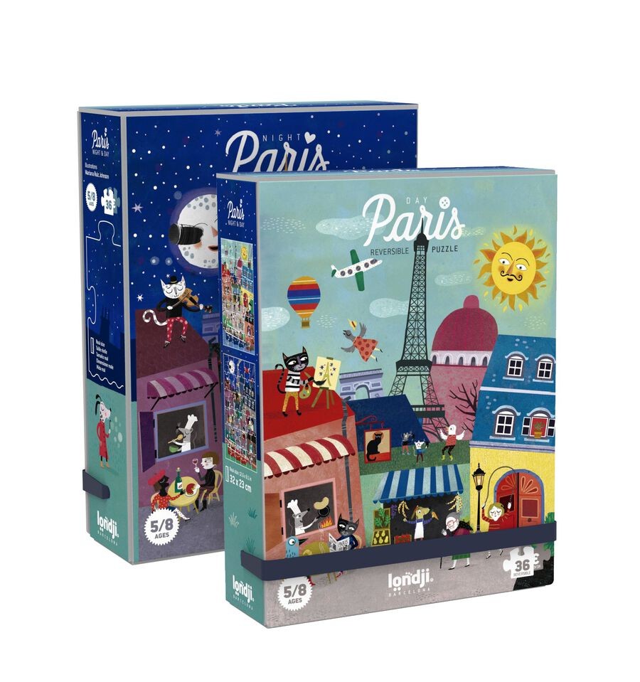Night &amp; Day in Paris, 36-piece reversible puzzle