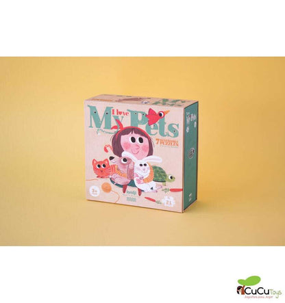 I love my pets, Puzzle reversible de 21 piezas