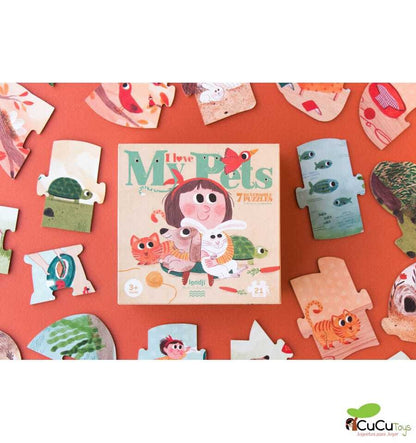 I love my pets, Puzzle reversible de 21 piezas
