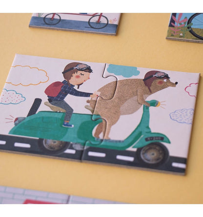 10 travelers, Progressive puzzle 1-10 pieces