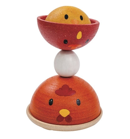 brinquedo de empilhar de madeira, design de pintinho