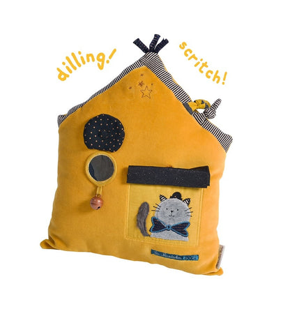 Mustard House Activity Cushion - Les Moustaches