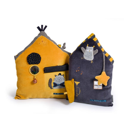 Mustard House Activity Cushion - Les Moustaches