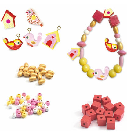 450 contas de madeira - Pássaros