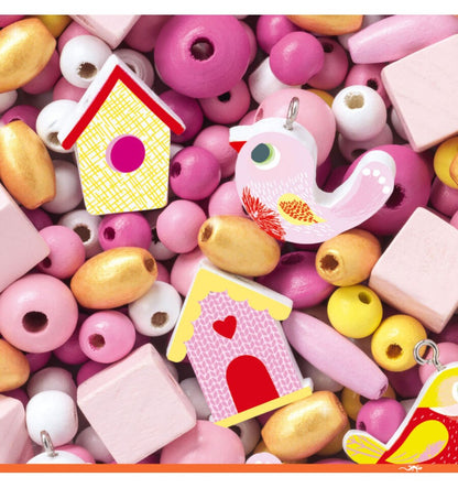 450 contas de madeira - Pássaros