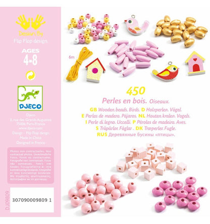 450 contas de madeira - Pássaros