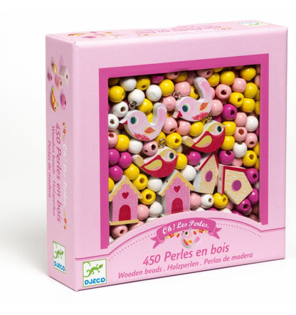 450 contas de madeira - Pássaros