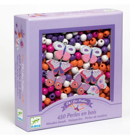 450 contas de madeira - Borboletas