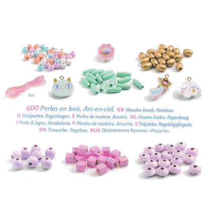 400 contas de madeira - Arco-íris